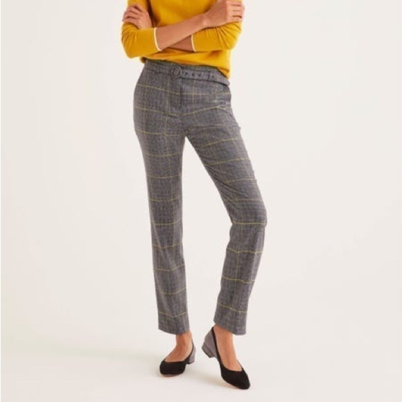 Boden Pants - Boden Wool Blend Micro Houndstooth Plaid Trouser Pants Grey Sz 6 Long